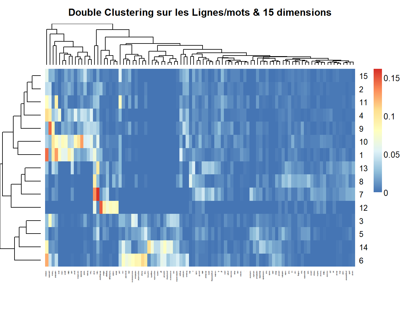 Double Clustering sur les Lignes/mots & 15 dimensions